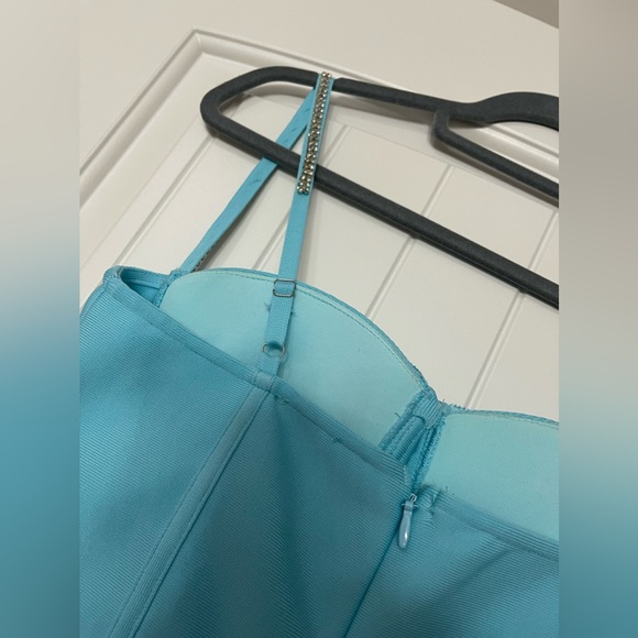 Fashion Nova Blue Bandage Dress with Lace Detail - Picture 6 of 8